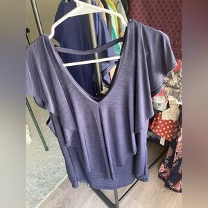 Susan Lawrence Deep blue Blouse with Flutter Sleeves